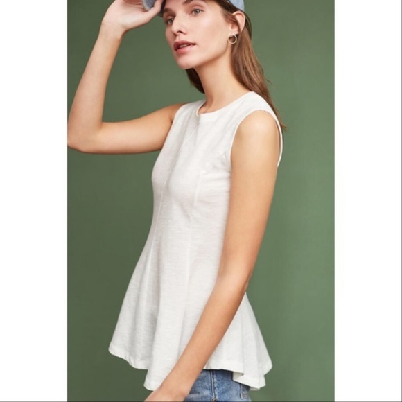 Anthropologie Tops - Anthropologie White Evie Peplum Top by Eri + Ali